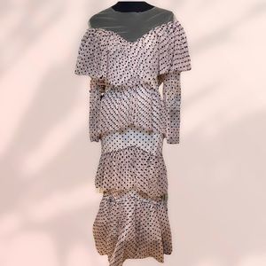 Missord Off Shoulder Layered Hem Polka Dot Mesh (SHEIN) Dress Sz M(6)